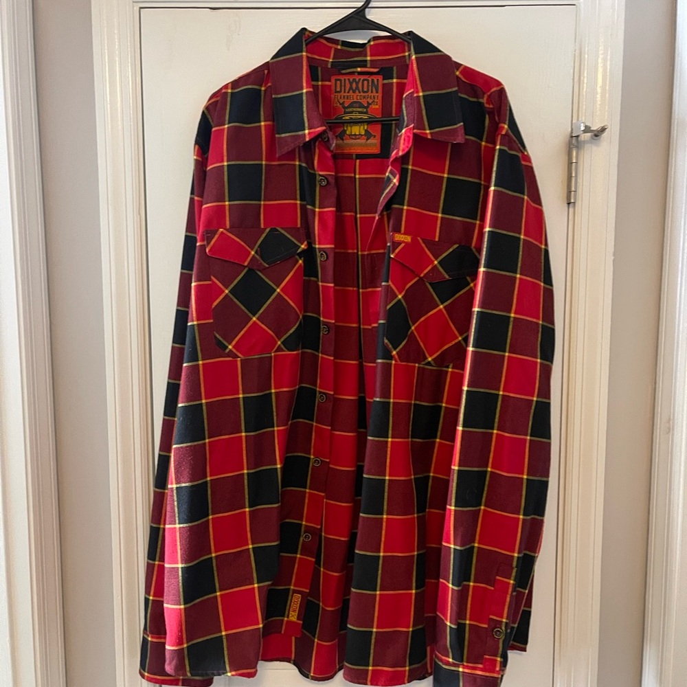 DIXXON Red and Black Plaid Casual Button Down Shirt